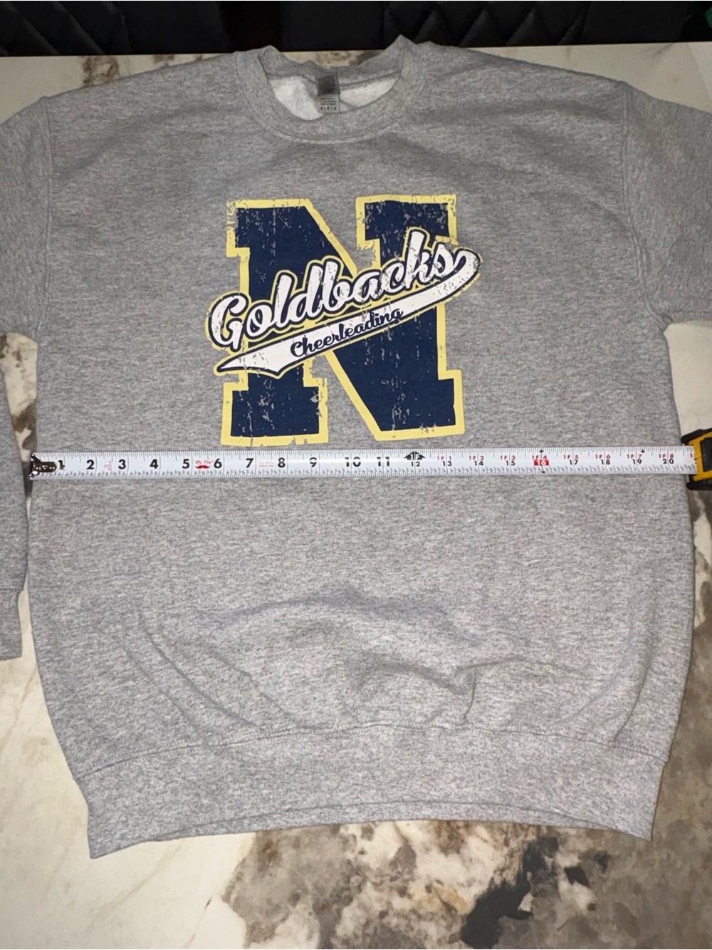 Gildan Gray Crewneck Sweatshirt with Navy & Yellow 'N' Graphic - Picture 6 of 13